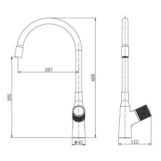 Смеситель для кухни Kohr FLY 1LN020201CP-0000A чёрный/хром