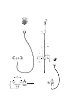 Смеситель для душа с гарнитуром Wonzon & Woghand Alfa WW-AE3102-BG брашированное золото