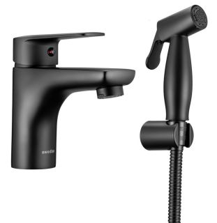 Смеситель для раковины Swedbe Mars 1760B с гигиенической лейкой чёрный