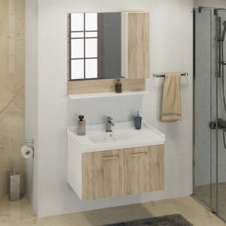 Comforty Тумба-умывальник "Рига-80" дуб сонома с раковиной Comforty 9335-80