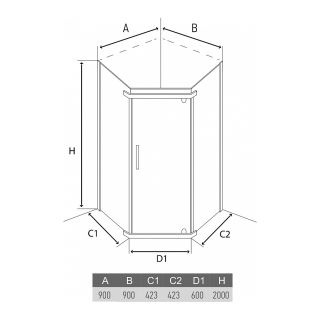 Душевой уголок Alex Baitler AB215-90 (900x900x2000)