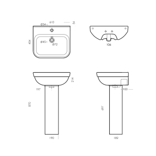 Раковина Sanita Luxe Next WB.PD/Next/60-C/WHT.G/S1 60 см