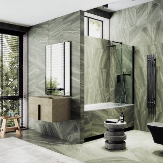 Шторка на ванну MaybahGlass MGV-764-6 40см чёрный