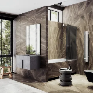 Шторка на ванну MaybahGlass MGV-86-5у 60см хром матовый