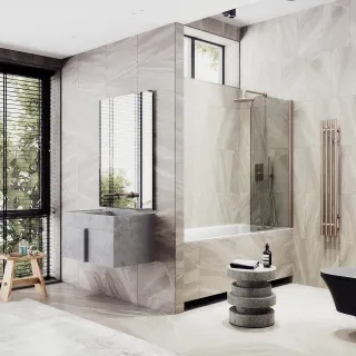 Шторка на ванну MaybahGlass MGV-622-2 80см бронза