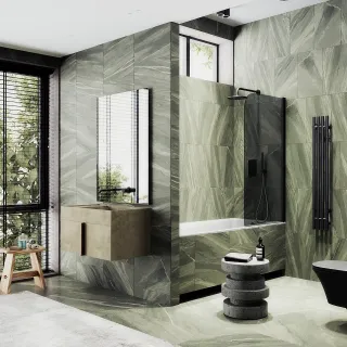 Шторка на ванну MaybahGlass MGV-608-6 50см чёрный