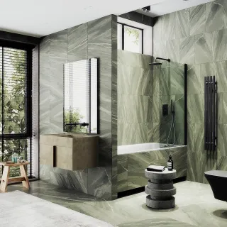 Шторка на ванну MaybahGlass MGV-600-6 80см чёрный