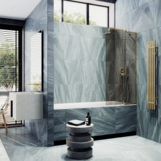 Шторка на ванну MaybahGlass MGV-657-3 69см золото