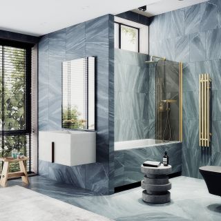 Шторка на ванну MaybahGlass MGV-789-3 80см золото