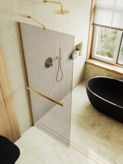 Душевая перегородка MaybahGlass MGD-727-3ш 79см золото