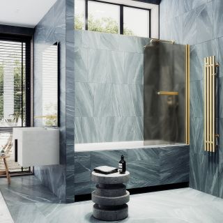 Шторка на ванну MaybahGlass MGV-790-3 80см золото