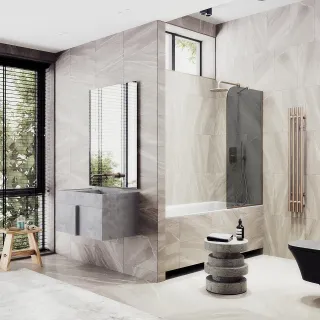 Шторка на ванну MaybahGlass MGV-78-2у 40см бронза