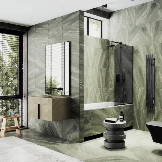 Шторка на ванну MaybahGlass MGV-78-6у 40см чёрный