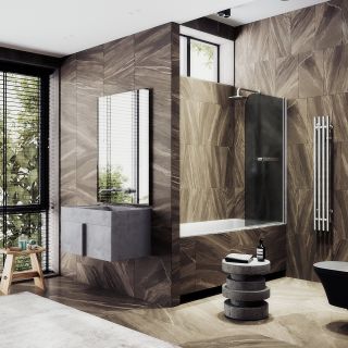 Шторка на ванну MaybahGlass MGV-780-5 60см хром матовый