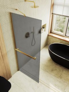 Душевая перегородка MaybahGlass MGD-730-3ш 79см золото