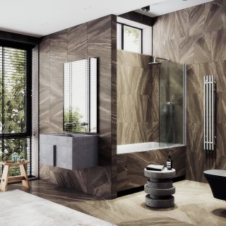 Шторка на ванну MaybahGlass MGV-775-5 50см хром матовый