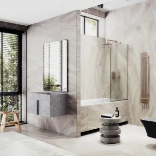 Шторка на ванну MaybahGlass MGV-137-2у 54см бронза