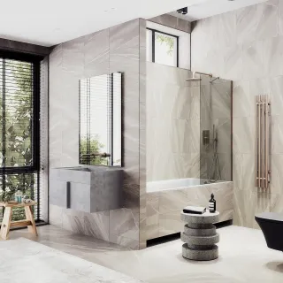 Шторка на ванну MaybahGlass MGV-250-2ш 30см бронза