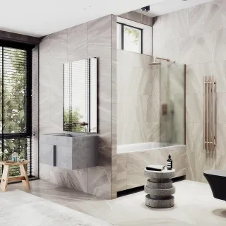 Шторка на ванну MaybahGlass MGV-92-2ш 60см бронза