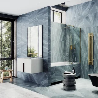 Шторка на ванну MaybahGlass MGV-65-3ш 90см золото