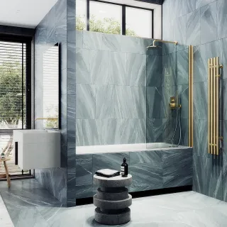 Шторка на ванну MaybahGlass MGV-597-3 50см золото