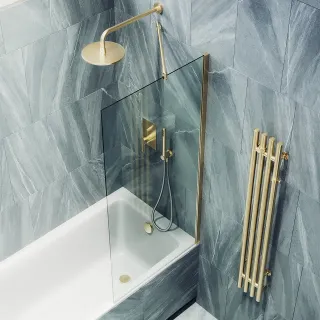 Шторка на ванну MaybahGlass MGV-62-3ш 40см золото