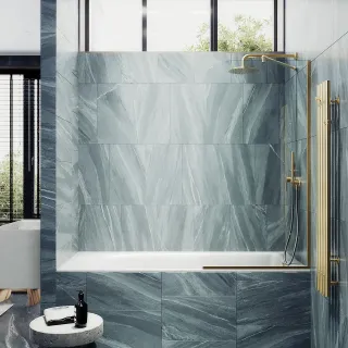Шторка на ванну MaybahGlass MGV-61-3у 50см золото