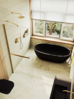 Душевая перегородка MaybahGlass MGD-726-3ш 79см золото