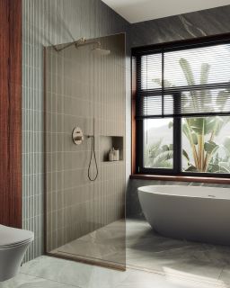 Душевая перегородка MaybahGlass MGD-696-2у 79см бронза