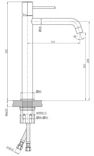 Высокий смеситель для раковины Raiber Graceful RPG-002 золото матовое