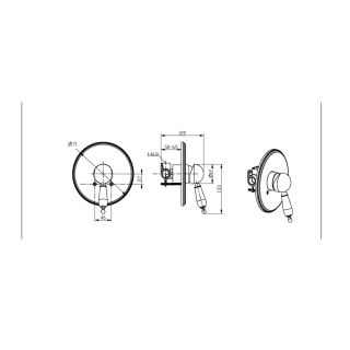 Смеситель встраиваемый Boheme Tradizionale Nero для душа золото 255