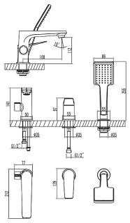 Смеситель на борт ванны Lemark Bronx LM3745GM графит