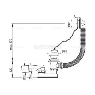 Слив-перелив для ванны AlcaPlast белый 57см A502