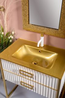 Тумба под раковину Armadi Art Monaco 80см белый/золото 866-080-WG