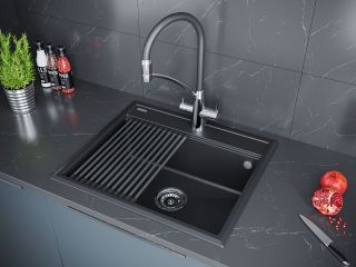 Комплект Paulmark: мойка Stepia 60 и ролл-мат Step PM115951-AN+R375-BS антрацит/брашированная нержавеющая сталь