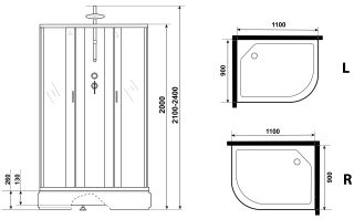 Душевая кабина Niagara NG-33194-14RBKT 110x90см серебро/матовое
