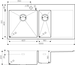 Мойка кухонная Omoikiri Akisame 100-2-IN-L нерж.сталь/нержавеющая сталь