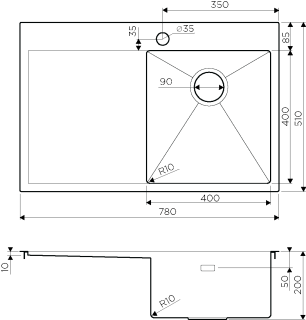 Мойка кухонная Omoikiri Akisame 78-IN-R нерж.сталь/нержавеющая сталь