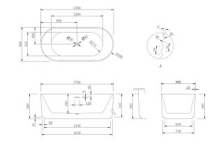 Акриловая ванна ABBER AB9436-1.7 170x80см белый