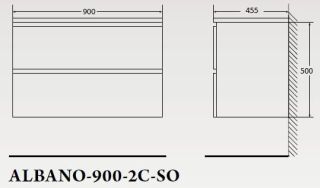 Тумба под раковину BelBagno подвесная 90x50см Bianco Lucido ALBANO-900-2C-SO-BL