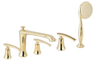 Смеситель на борт ванны с душем AltroBagno Beatrice 020103 Or золото