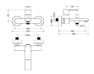 Комплект для ванны Aquatek Лира AQ1430MB 3 в 1 AQ1410MB+AQ1440MB+AQ2018MB чёрный матовый