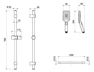 Комплект для ванны Aquatek Лира AQ1431MB 3 в 1 AQ1410MB+AQ1460MB+AQ2018MB чёрный матовый