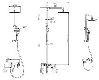 Душевая стойка Aquatek AQ2040MB чёрный матовый