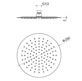 Верхний душ Aquatek AQ2073BGM 25 см шлифованный чёрный хром
