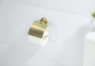 Бумагодержатель с крышкой Aquatek Оберон AQ4209BG шлифованное золото