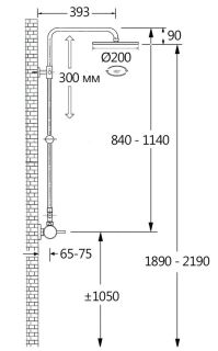 Душевая стойка AQUAme AQM8001MB со смесителем чёрный матовый