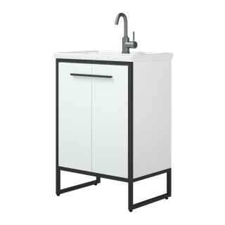 Тумба под раковину Corozo Айрон 60см белый/чёрный SD-00000399