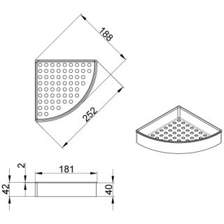 Полка угловая одноэтажная Azario RINA AZ-833 подвесная