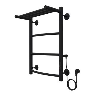 Полотенцесушитель электрический AZARIO VERONA AZ04846PB 400/600 3 секции, с полкой, тен справа, черный